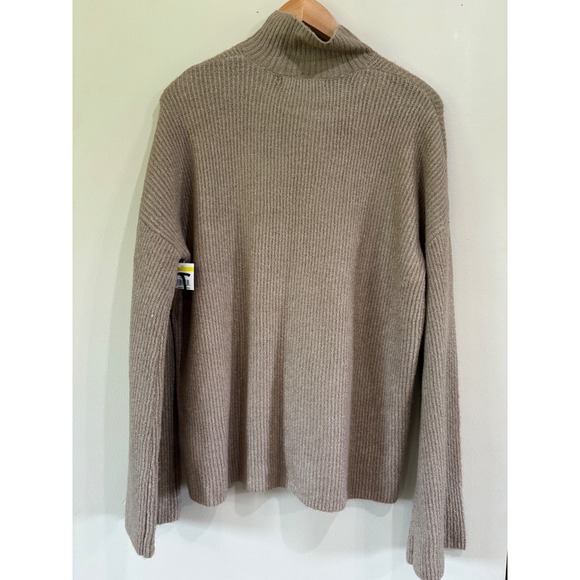 French Connection Womens Medium Mocha Flossy Viola High Neck Sweater Bell Sleeve - Picture 3 of 8